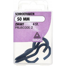 SCHROEFHAKEN 50 MM ZWART 4 ST.