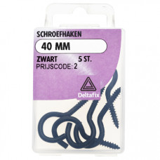 SCHROEFHAKEN 40 MM ZWART 5 ST.