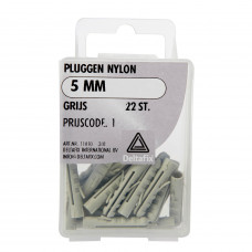 PLUGGEN NYLON GRIJS 5 MM 22 ST