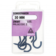 SCHROEFHAKEN 30 MM ZWART 5 ST.