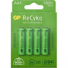 AA BATTERIJEN OPLAADBAAR GP NIMH 1300 MAH RECYKO 1,2V 4 STUKS