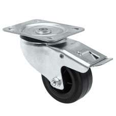ZWENKWIEL 80MM RUBBER ZWART PLAAT 70KG