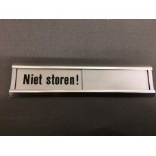 TEKSTBORD 15 X 3 CM. ALU SCHUIF "NIET STOREN"